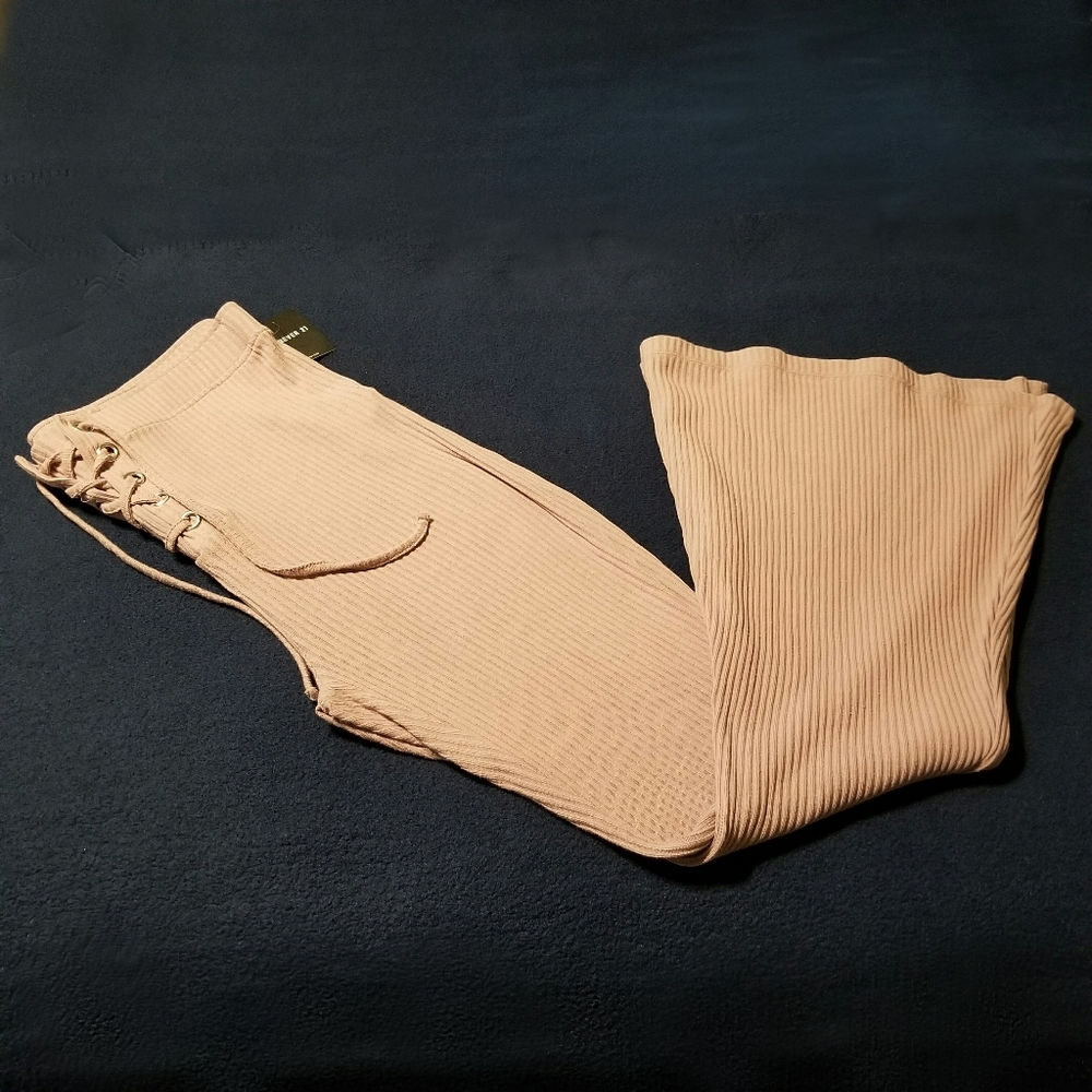 Forever 21+ Ribbed Knit Bell Bottom Pants High-Rise Soft Ribbed Knit Fabric